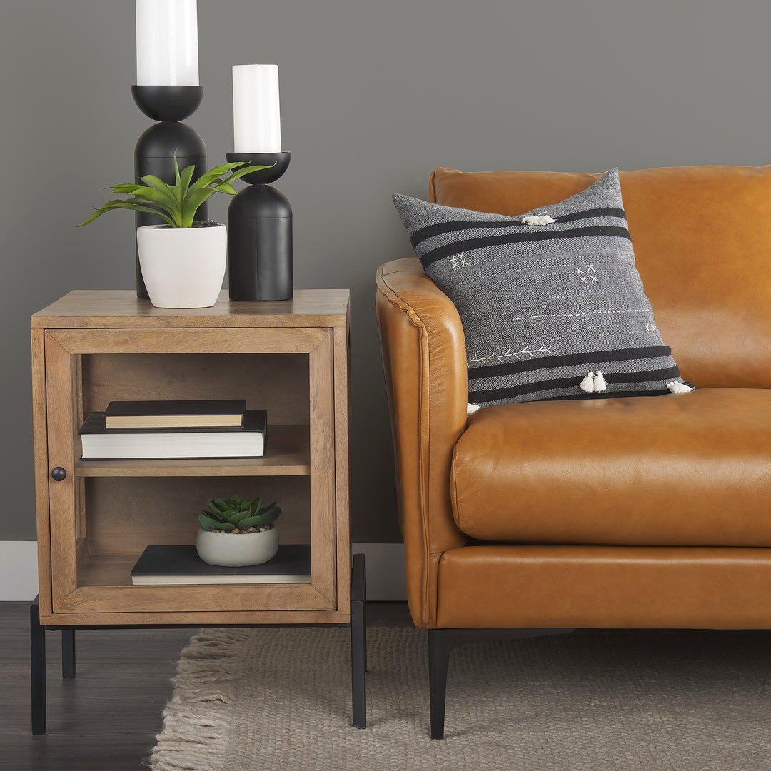 Lake Como 85.8L x 36.6W x 32.3H Tan Leather Three Seater Sofa