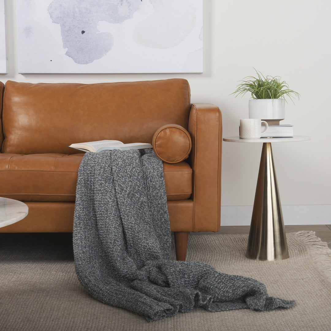 Svend 88.0L x 38.0W x 34.0H Tan Leather Sofa