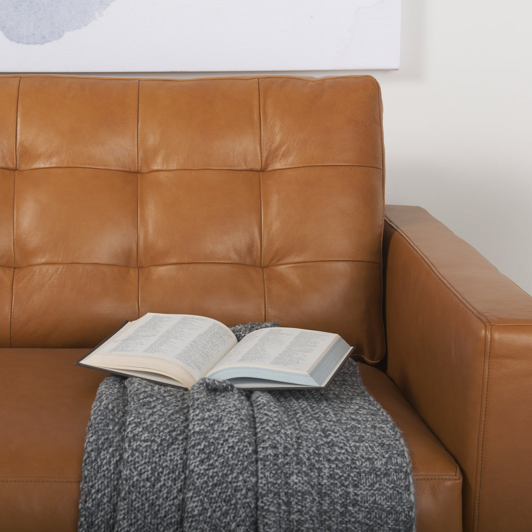 Olaf 88.2L x 37.8W x 35.0H Tan Leather Sofa
