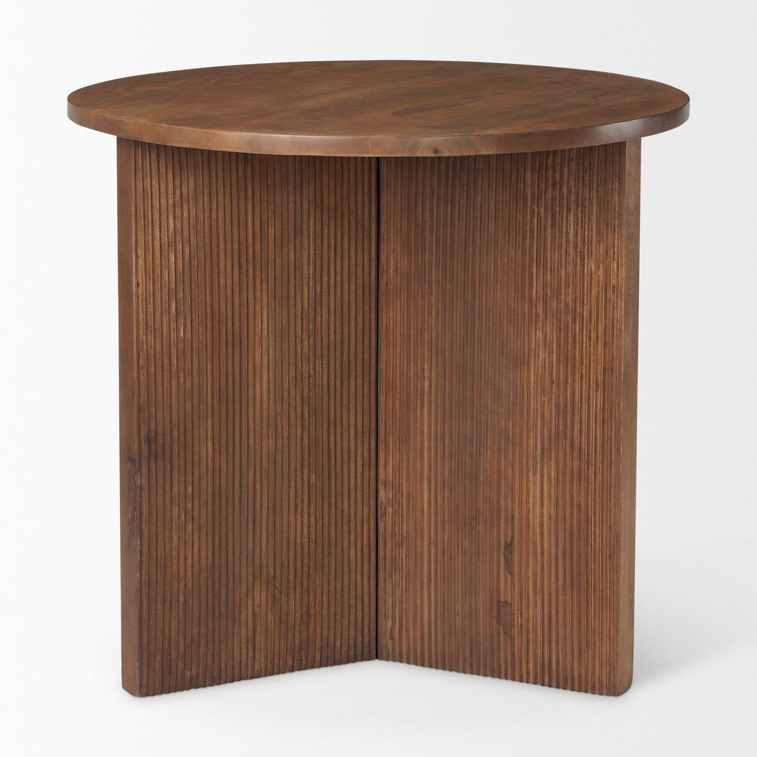 Enzo 32" Round Tabletop w/ Fluted Wood Base Foyer Accent Table