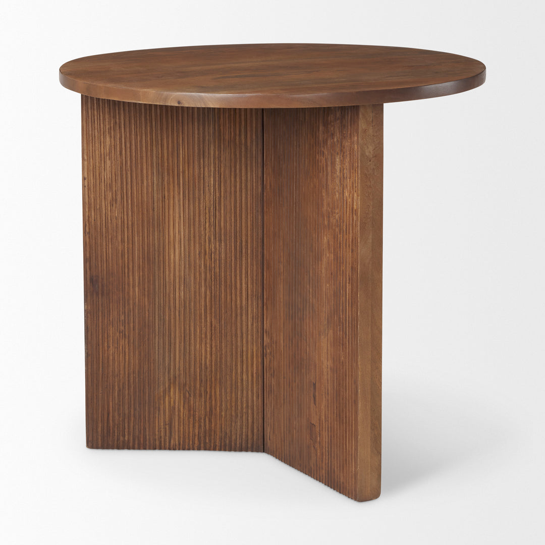 Enzo 32" Round Tabletop w/ Fluted Wood Base Foyer Accent Table