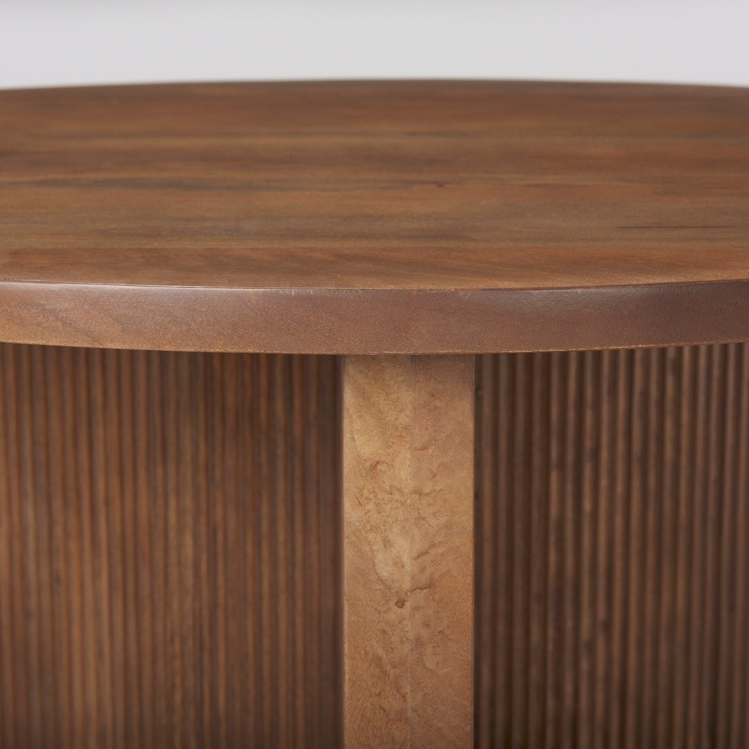 Enzo 32" Round Tabletop w/ Fluted Wood Base Foyer Accent Table