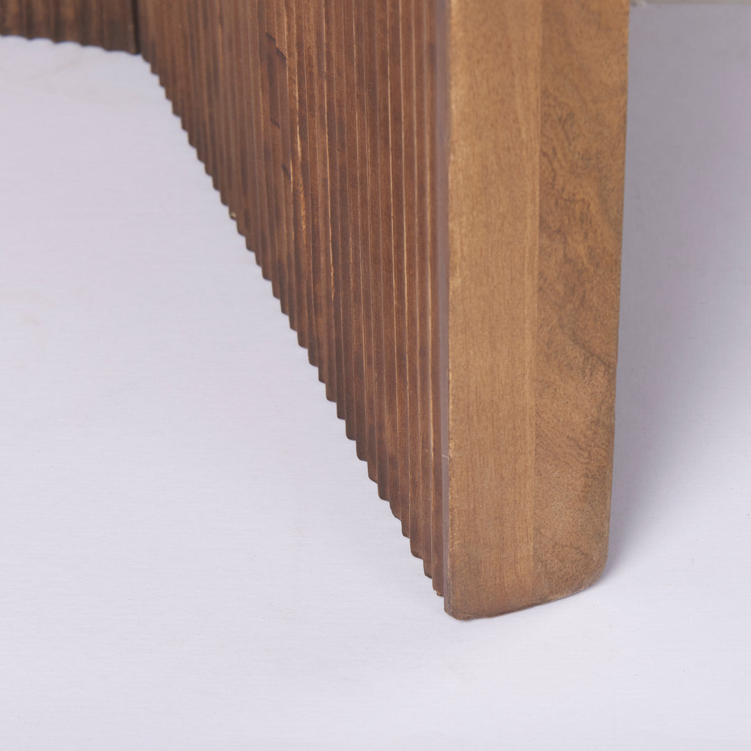 Enzo 32" Round Tabletop w/ Fluted Wood Base Foyer Accent Table