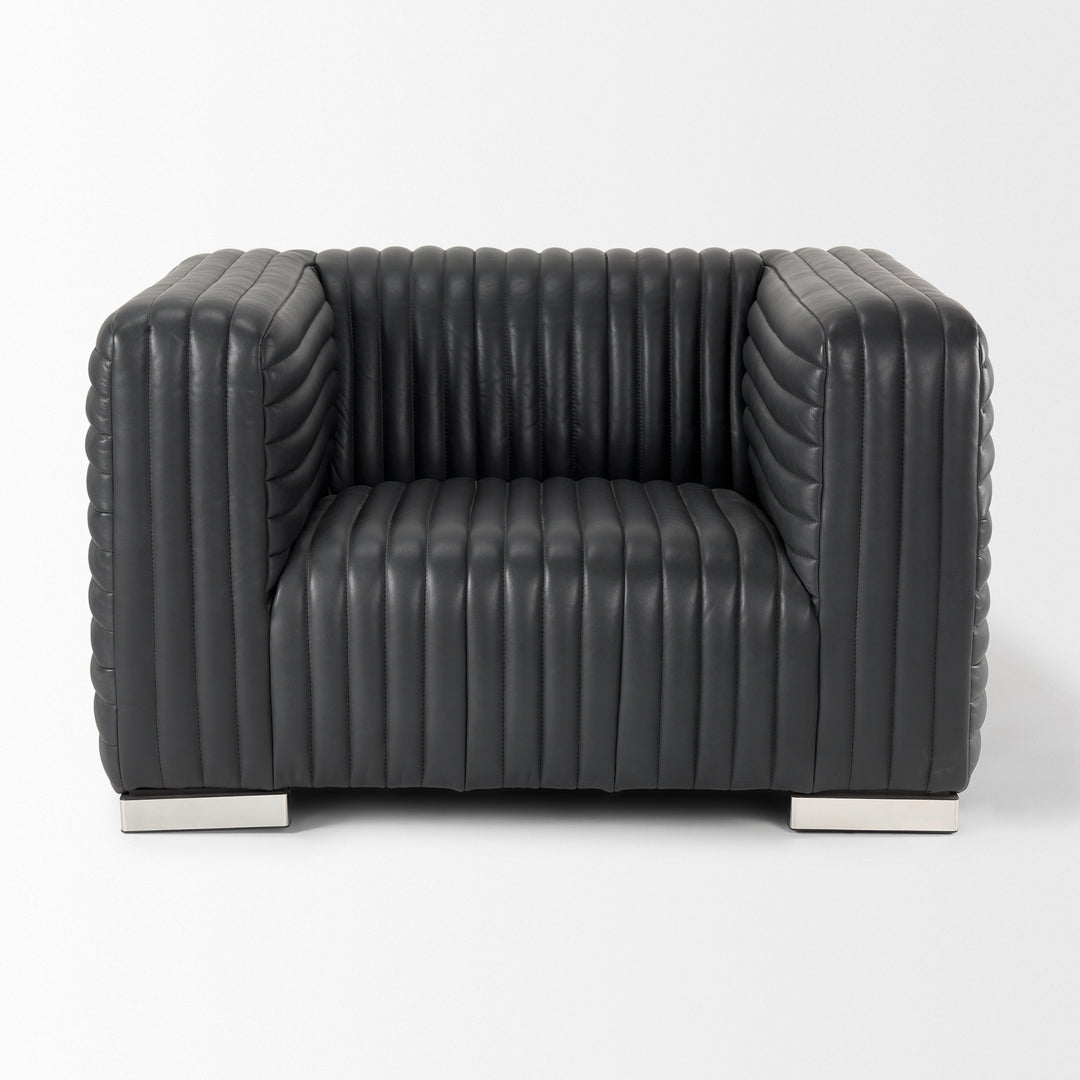 Ricciardo Black Leather Upholstered Arm Chair
