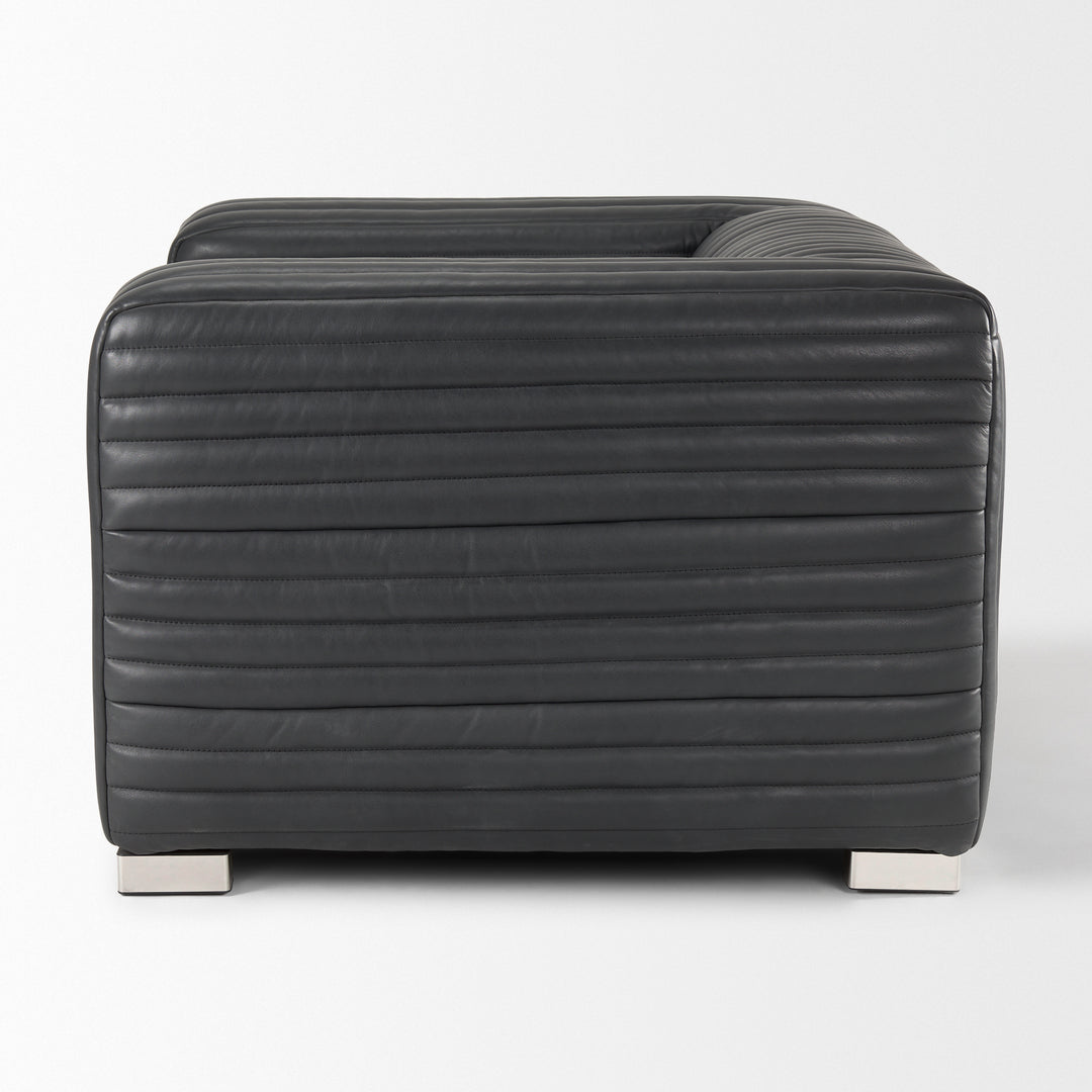 Ricciardo Black Leather Upholstered Arm Chair