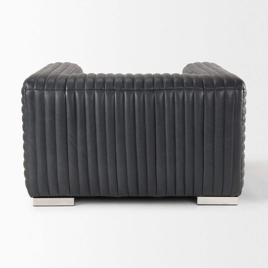 Ricciardo Black Leather Upholstered Arm Chair