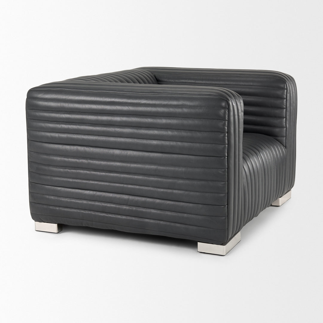 Ricciardo Black Leather Upholstered Arm Chair