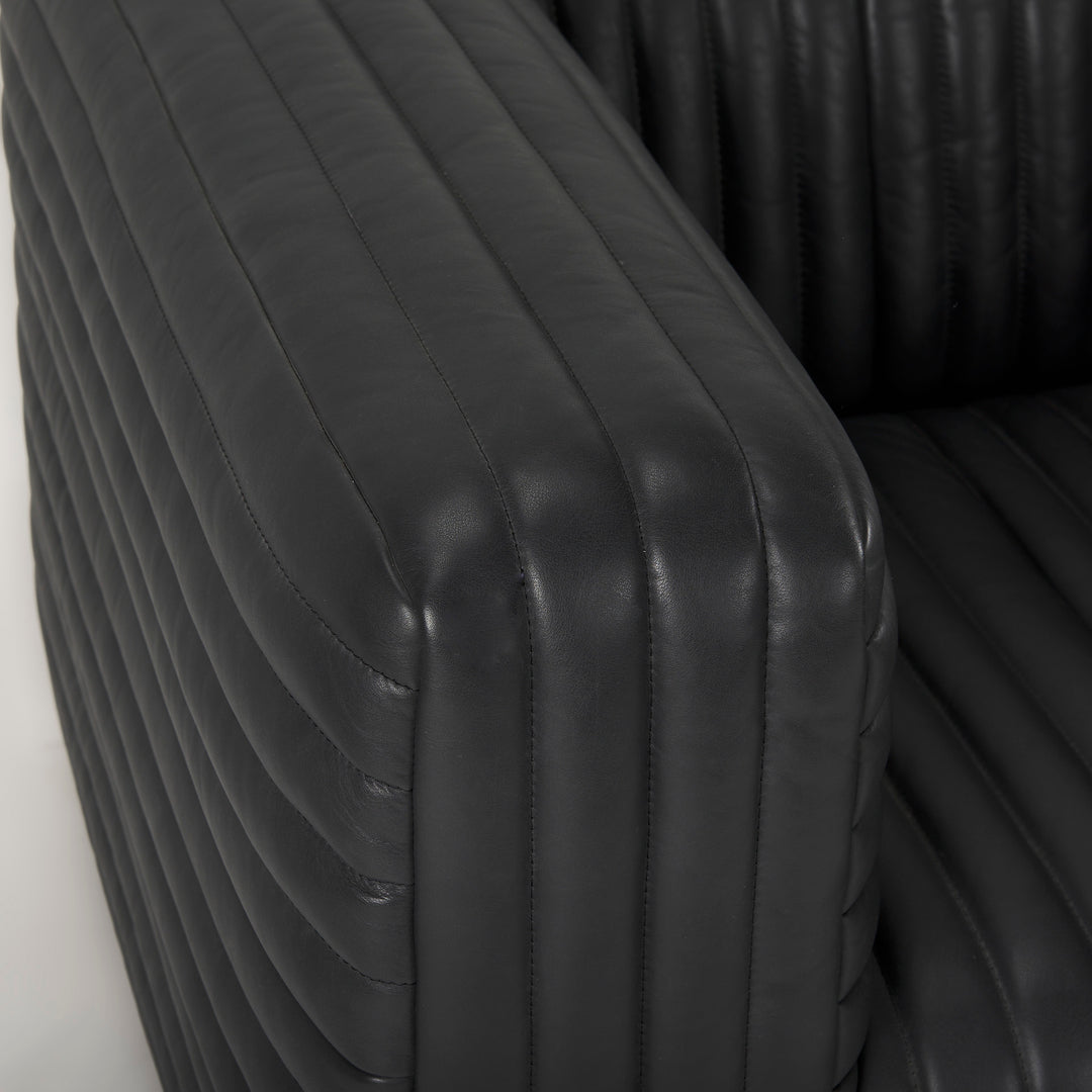 Ricciardo Black Leather Upholstered Arm Chair