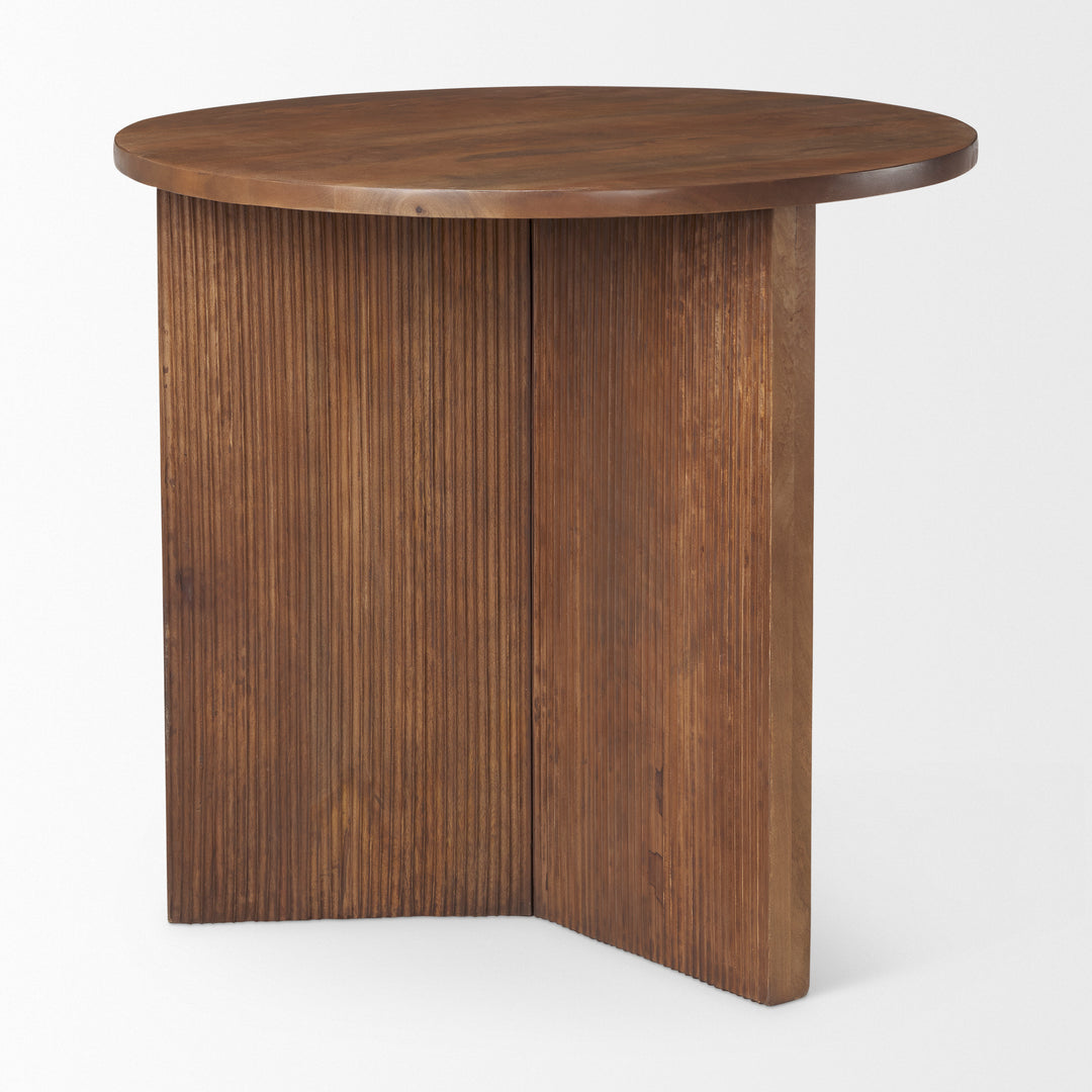 Enzo 32" Round Tabletop w/ Fluted Wood Base Foyer Accent Table