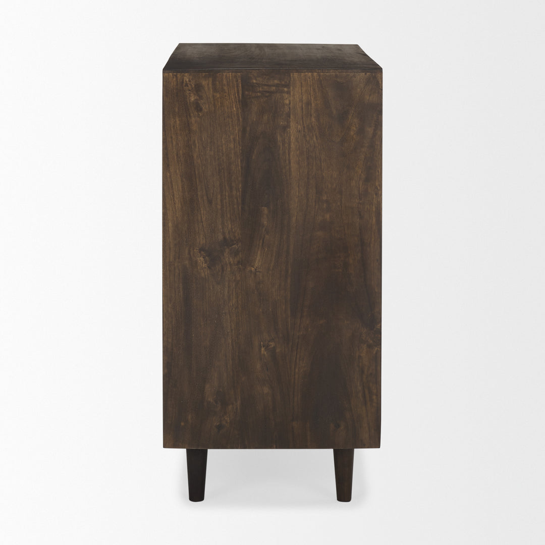 Tucker Dark Brown Wood w/ Carved Arch Pattern 2 Door Cabinet