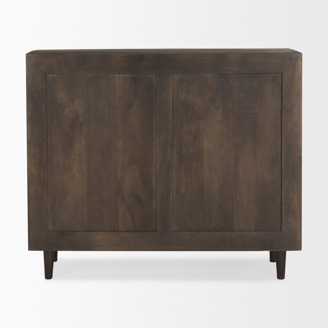 Tucker Dark Brown Wood w/ Carved Arch Pattern 2 Door Cabinet