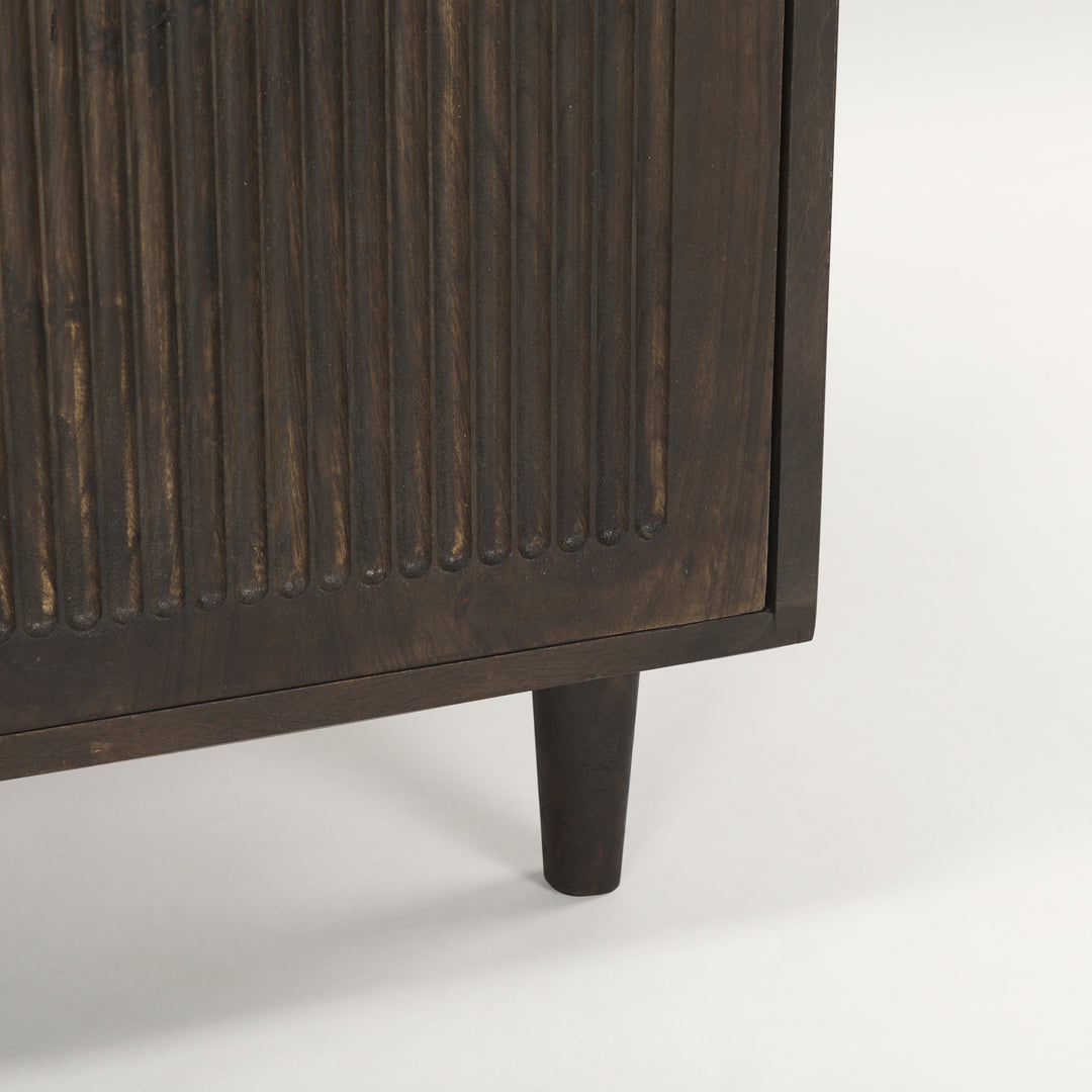 Tucker Dark Brown Wood w/ Carved Arch Pattern 2 Door Cabinet