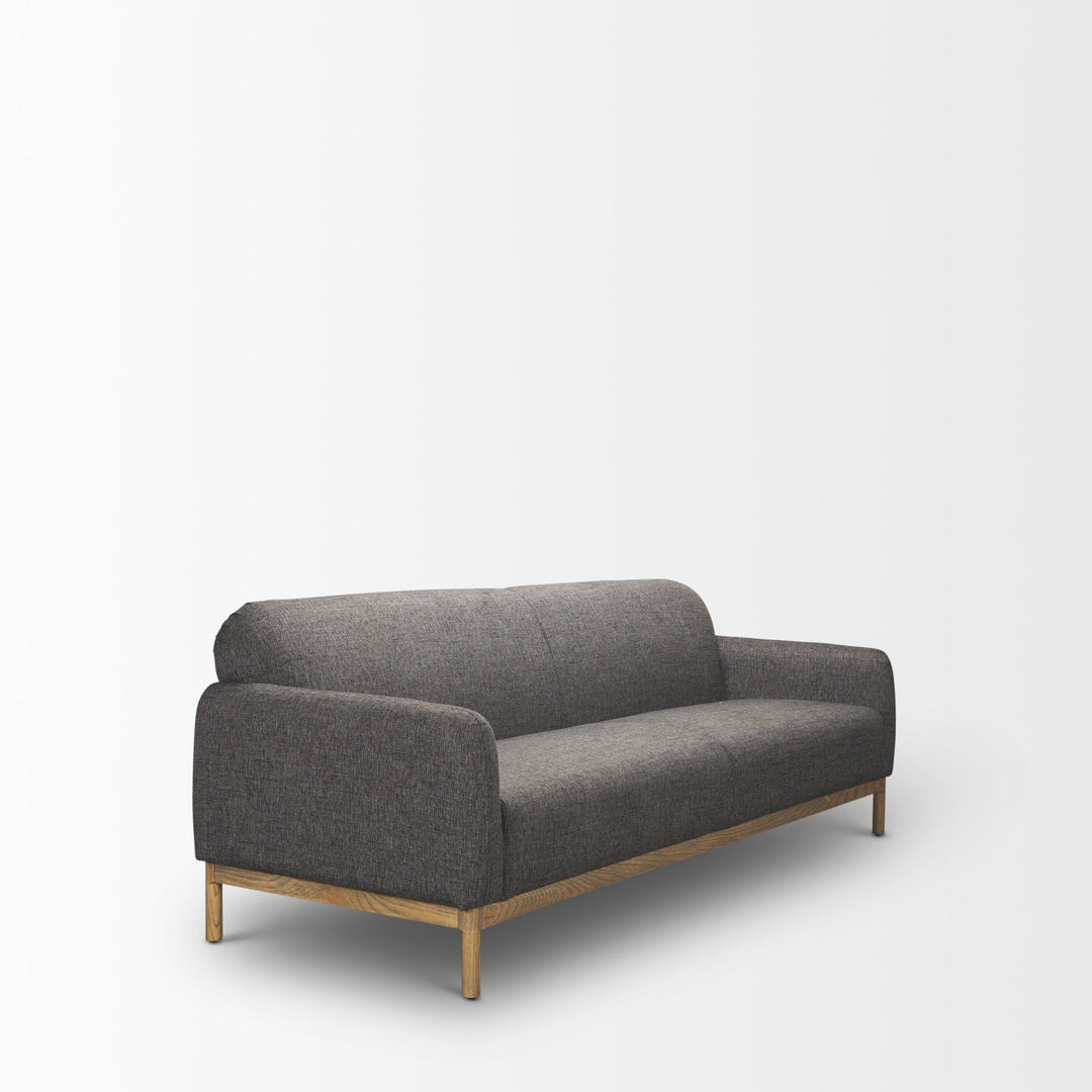 Hale Sofa W/ Medium Brown Wood and Gray Fabric