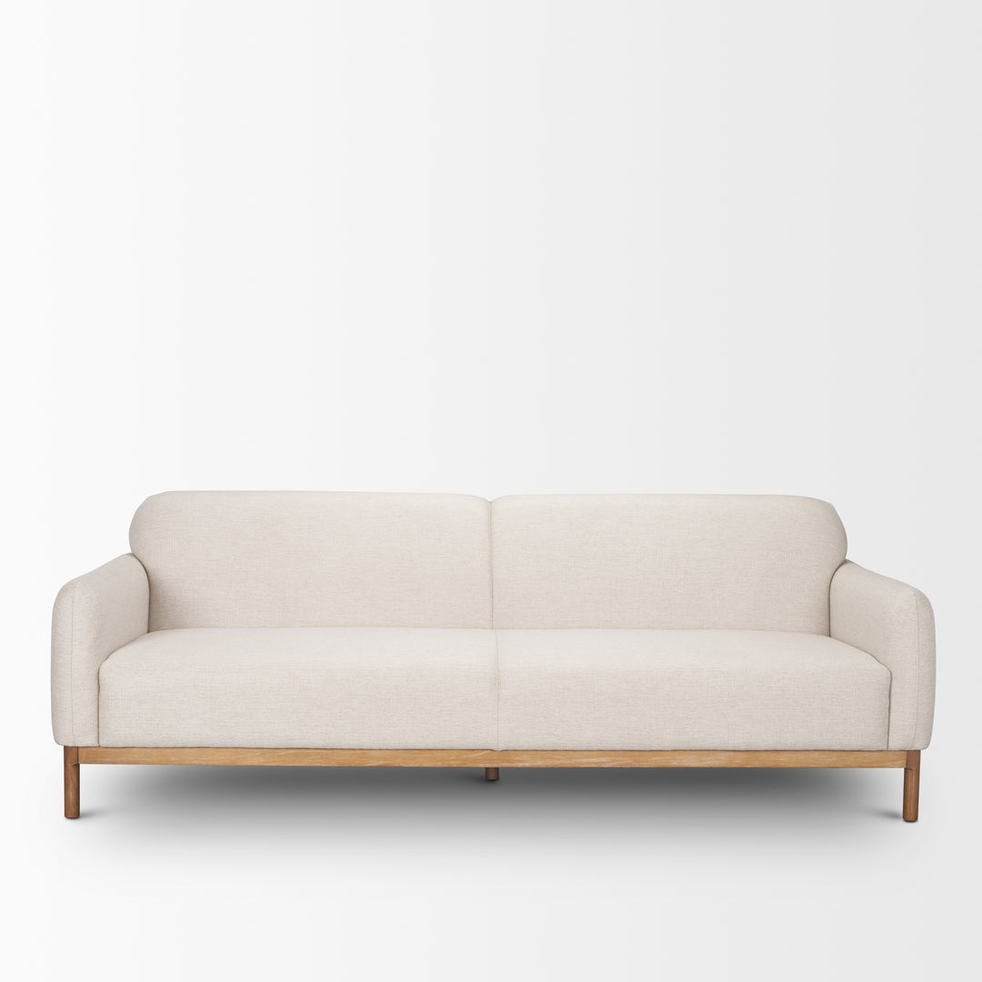 Hale Sofa W/ Medium Brown Wood and Oatmeal Fabric