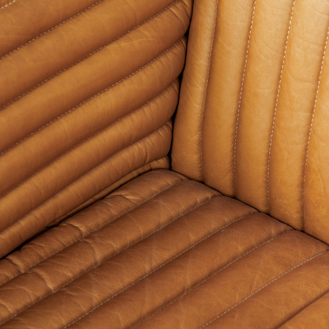 Ricciardo Cognac Leather Three Seater Sofa 82.5L x 38.5W x 26.5H