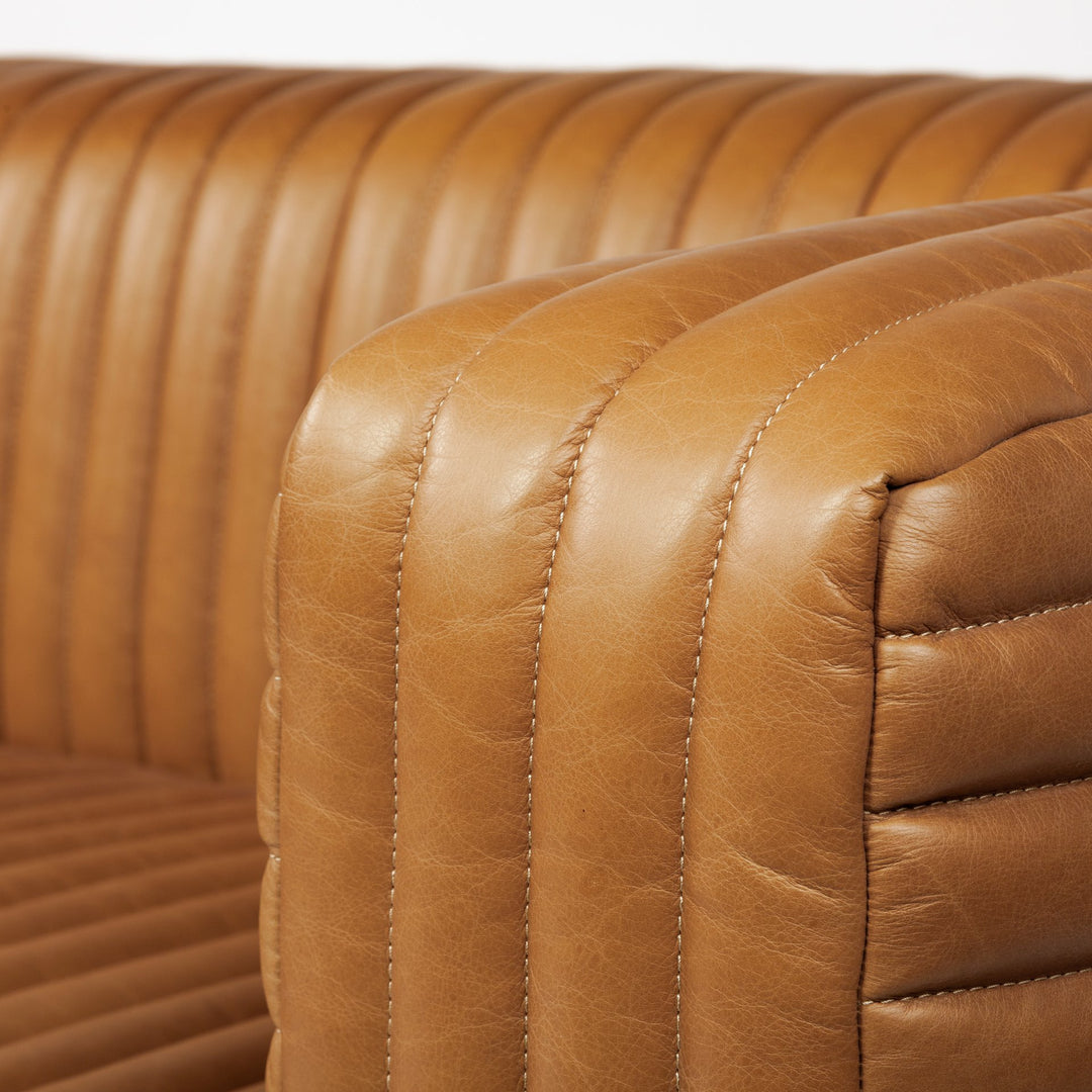 Ricciardo Cognac Leather Three Seater Sofa 82.5L x 38.5W x 26.5H