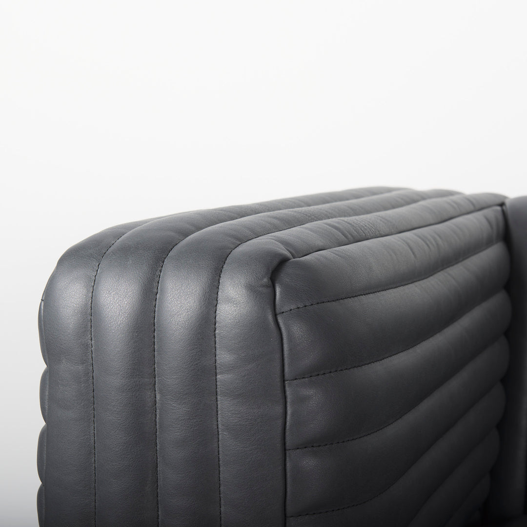 Ricciardo Black Leather Wrapped Three Seater Sofa 82.5L x 38.5W x 26.5H