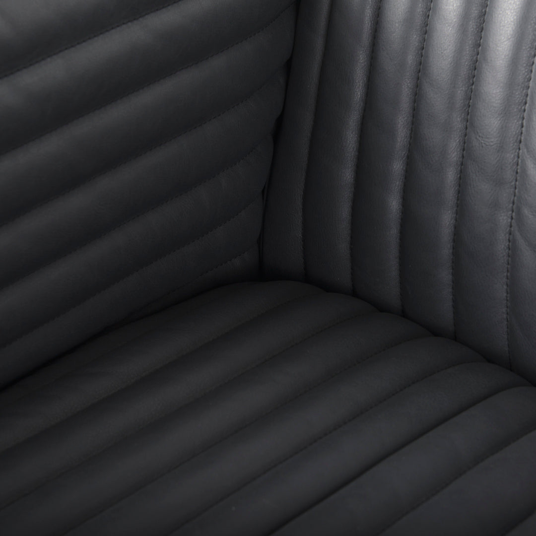 Ricciardo Black Leather Wrapped Three Seater Sofa 82.5L x 38.5W x 26.5H
