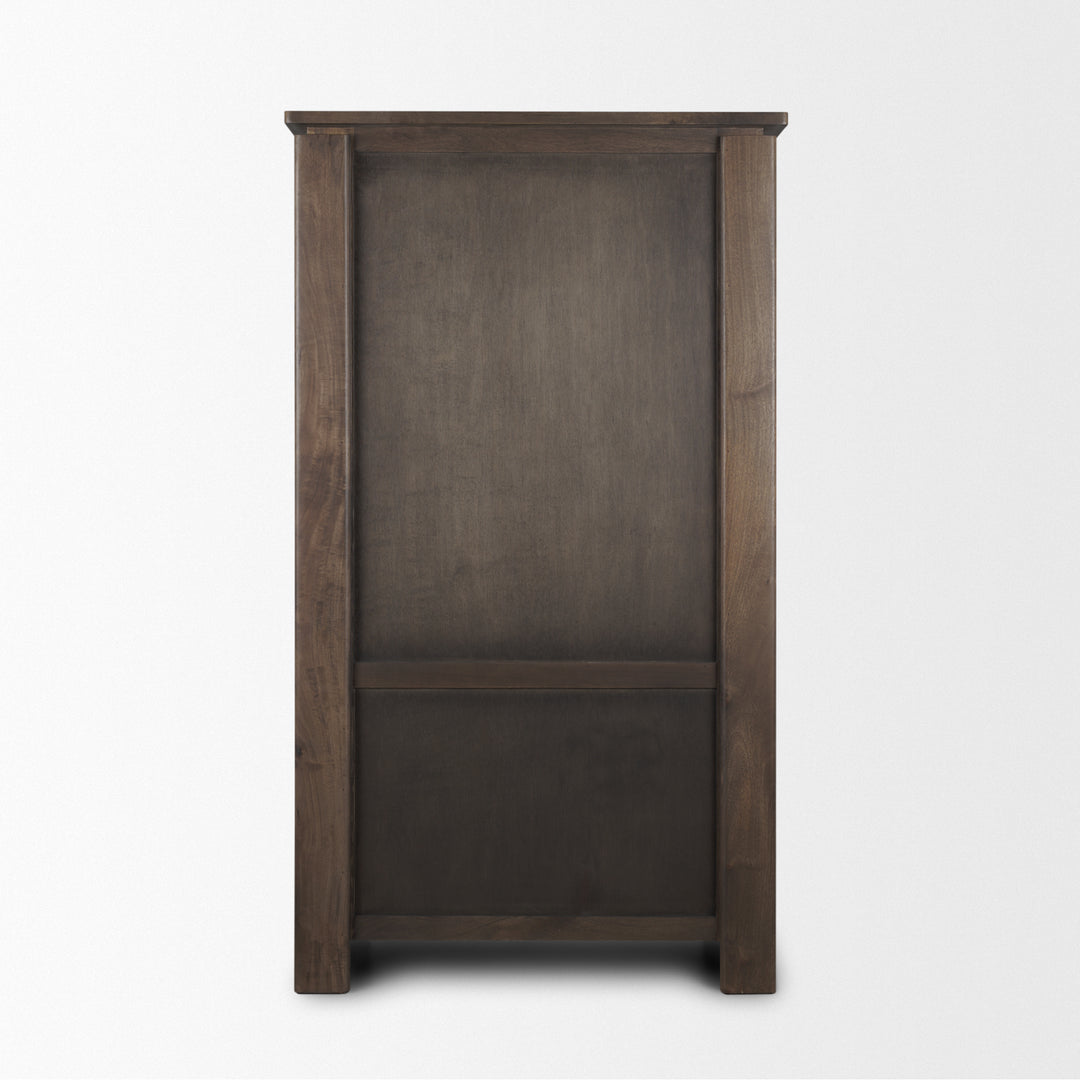 Wallen Solid Dark Brown Wood Curio Cabinet