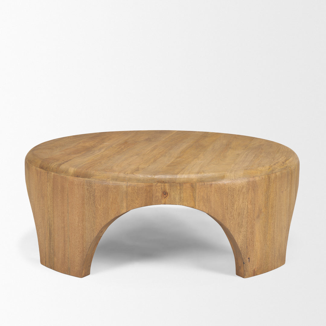 Shima Round Light Brown Wood W/Arched Legs Coffee Table