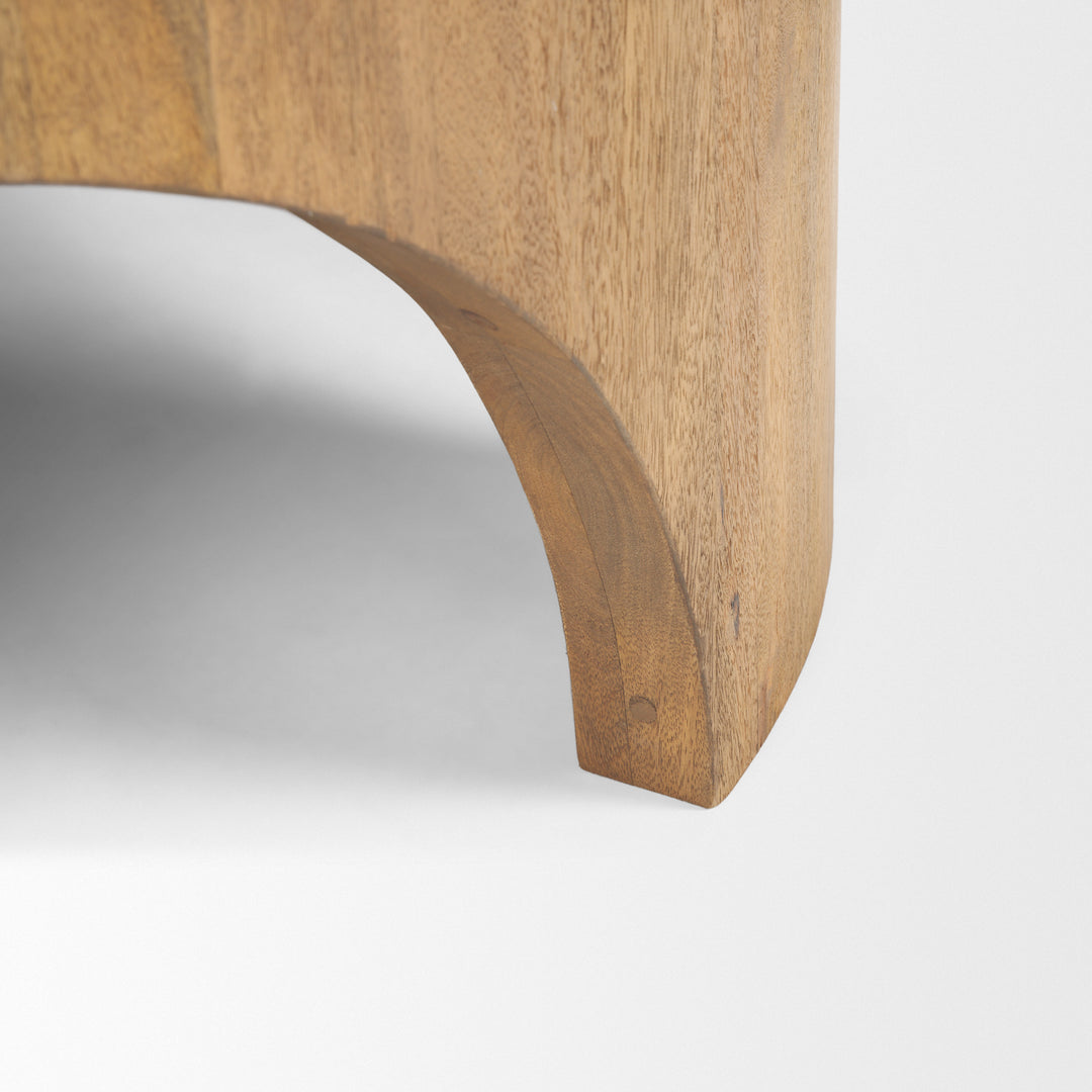 Shima Round Light Brown Wood W/Arched Legs Coffee Table