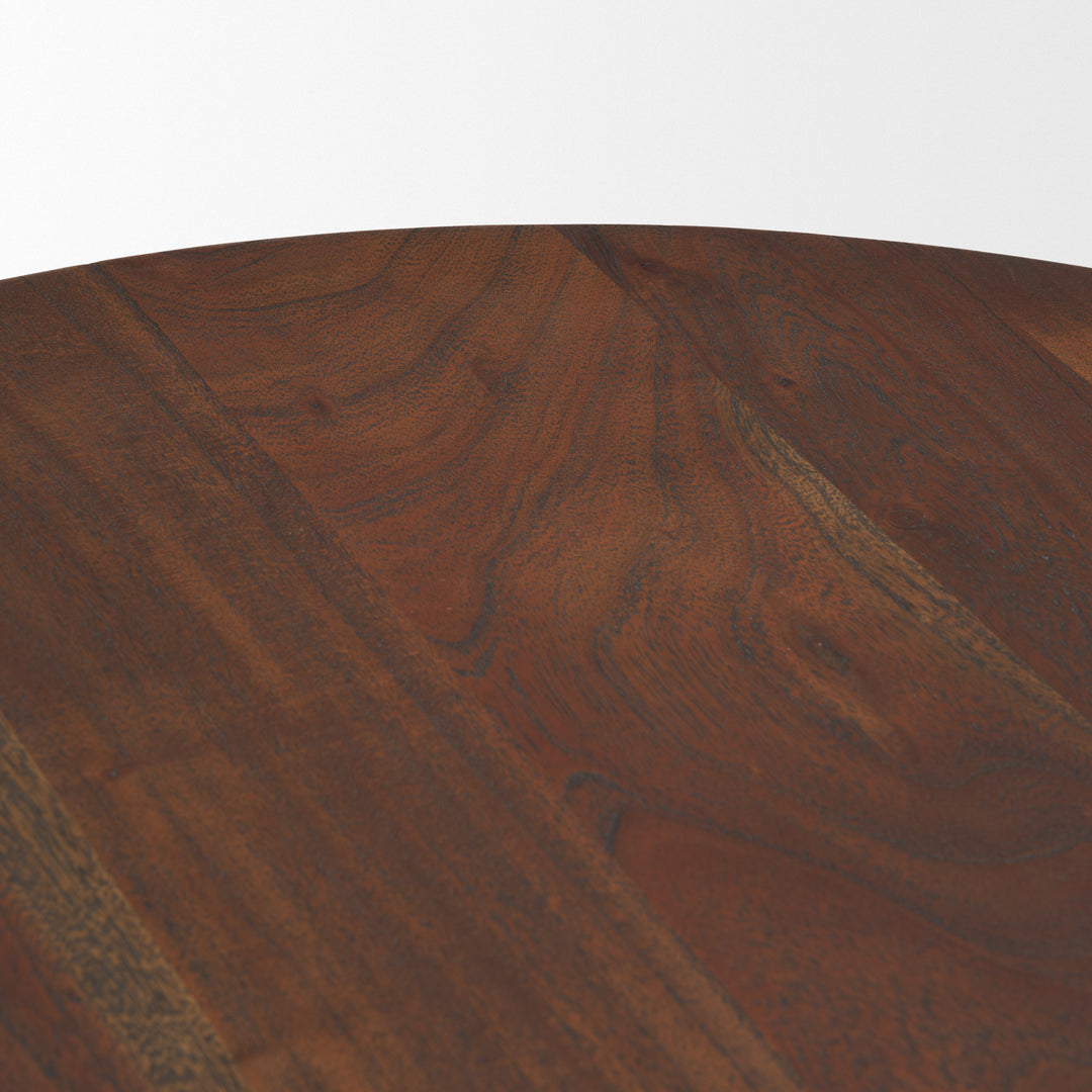 Sonel Pedestal Medium Dark Brown Acacia Wood Foyer Table
