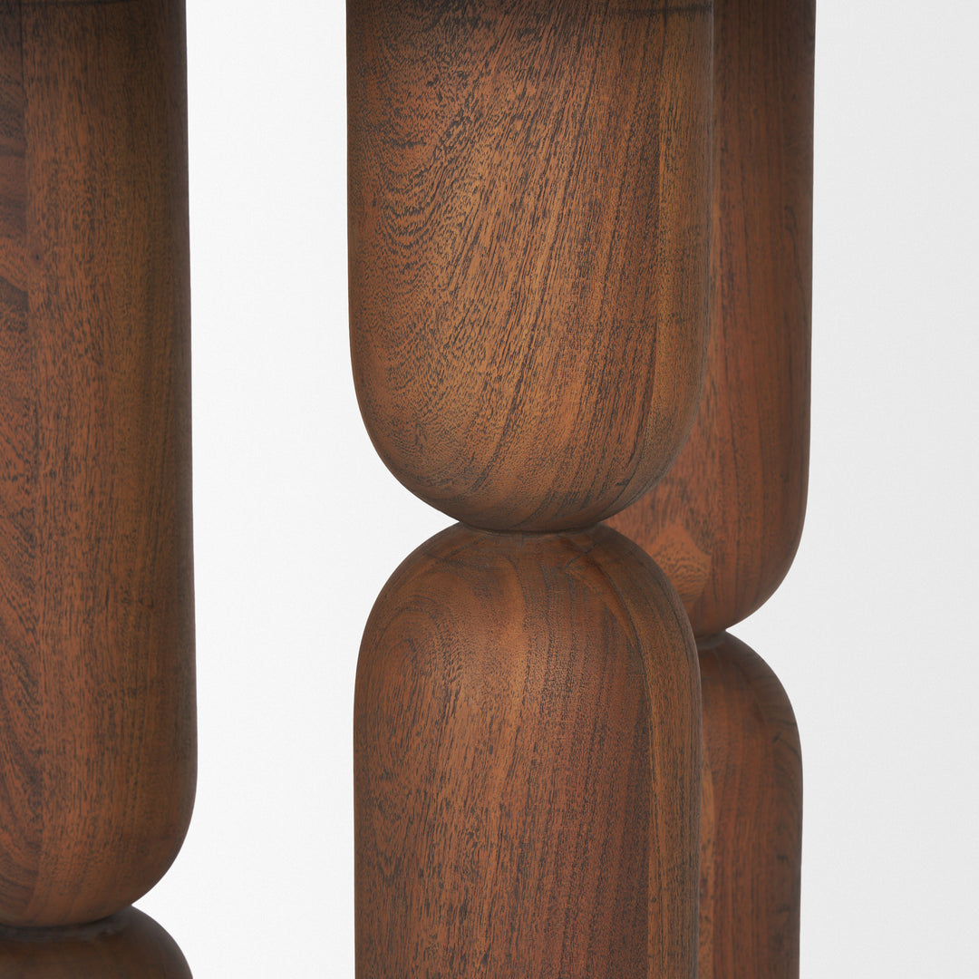 Sonel Pedestal Medium Dark Brown Acacia Wood Foyer Table