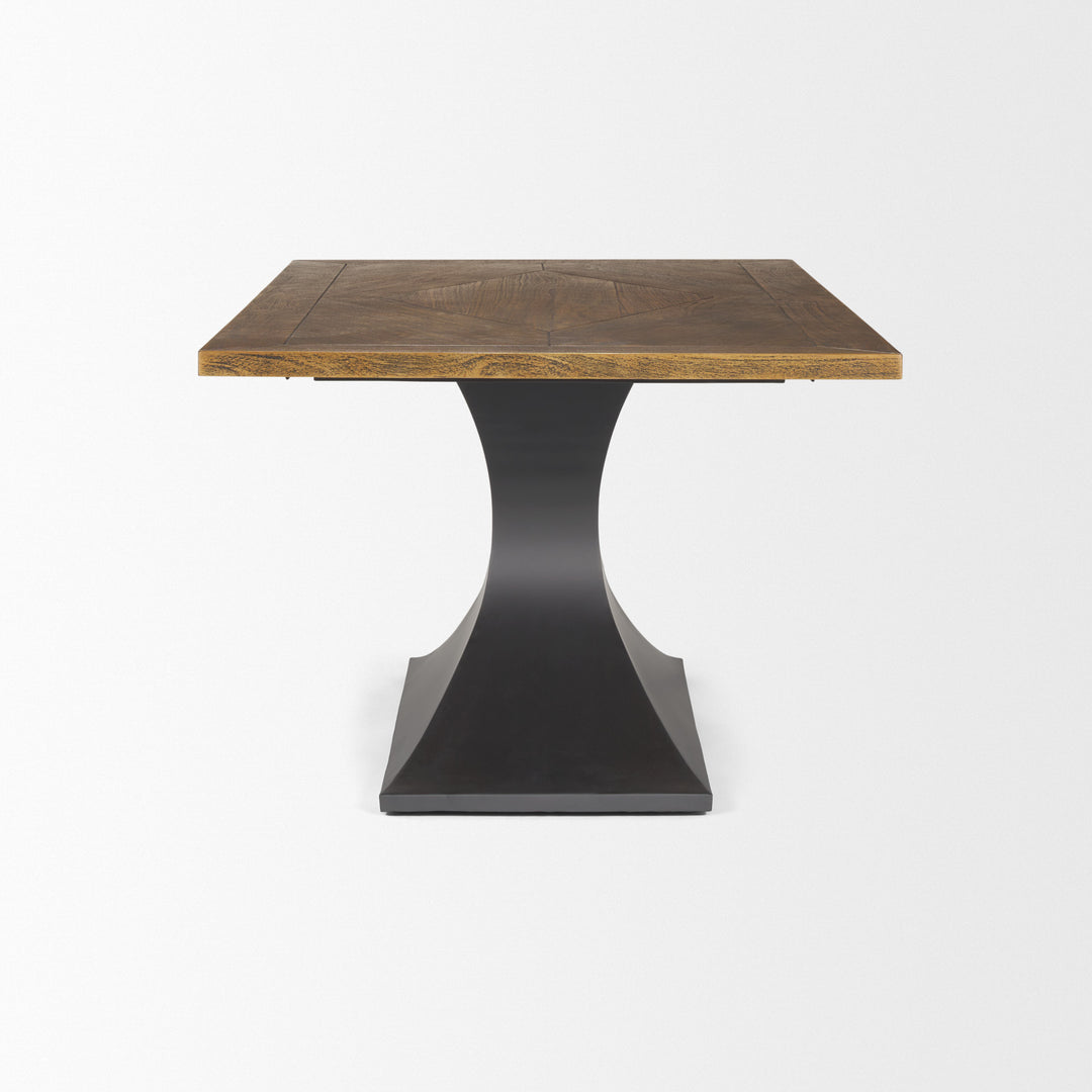 Maxton II 79x39 Rectangular Brown Solid Wood Top Dark Gunmetal Base Dining Table