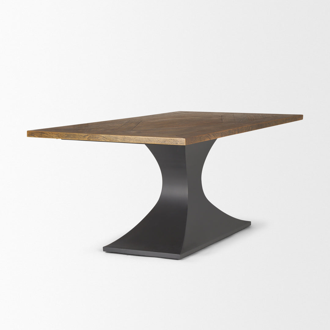 Maxton II 79x39 Rectangular Brown Solid Wood Top Dark Gunmetal Base Dining Table