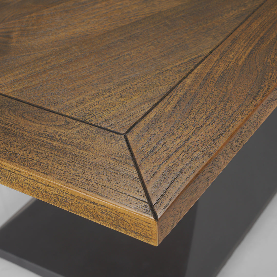 Maxton II 79x39 Rectangular Brown Solid Wood Top Dark Gunmetal Base Dining Table