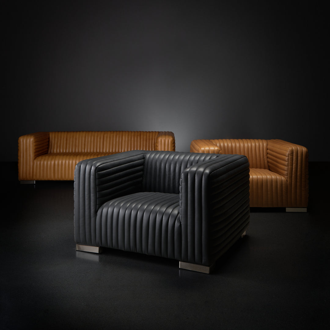 Ricciardo Black Leather Upholstered Arm Chair