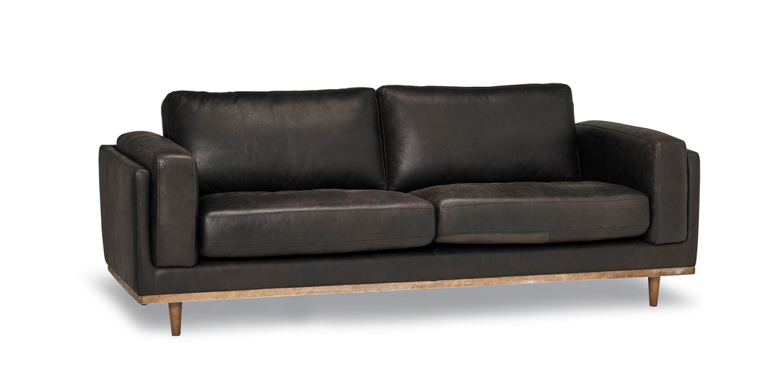Kiara 83" Charcoal Natural Leather Sofa