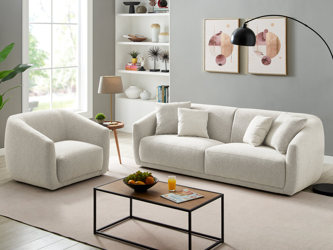 Zaria 90" Ivory Fabric Sofa