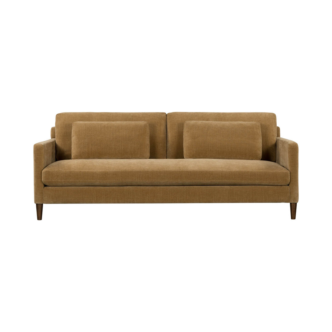 Gemma 84" Fabric Sofa in Mustard w/ Feather-Topped Cushions, High-Density Foam, & Solid Wood Frame