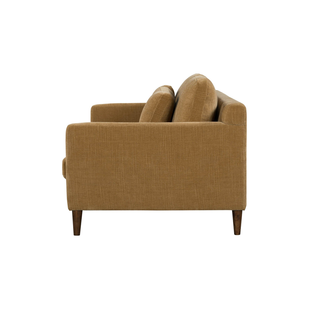 Gemma 84" Fabric Sofa in Mustard w/ Feather-Topped Cushions, High-Density Foam, & Solid Wood Frame