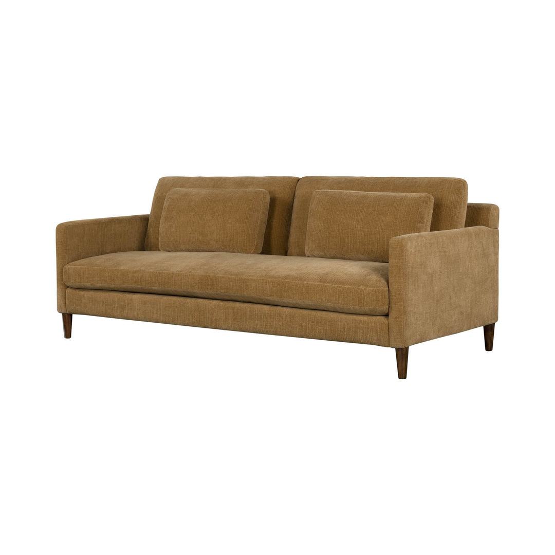 Gemma 84" Fabric Sofa in Mustard w/ Feather-Topped Cushions, High-Density Foam, & Solid Wood Frame