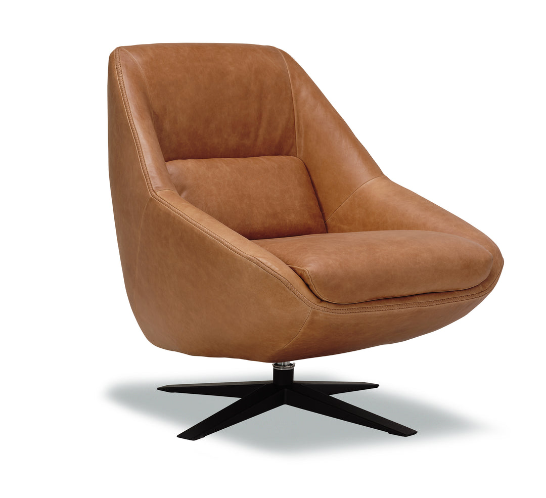 Cleo Saddlebag Natural Leather Swivel Accent Chair