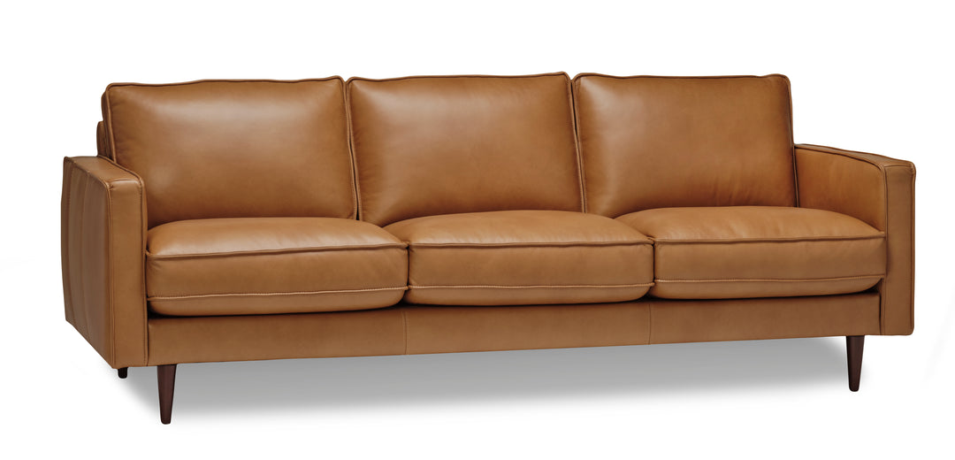 Marek 91" Caramel Leather Accent Sofa