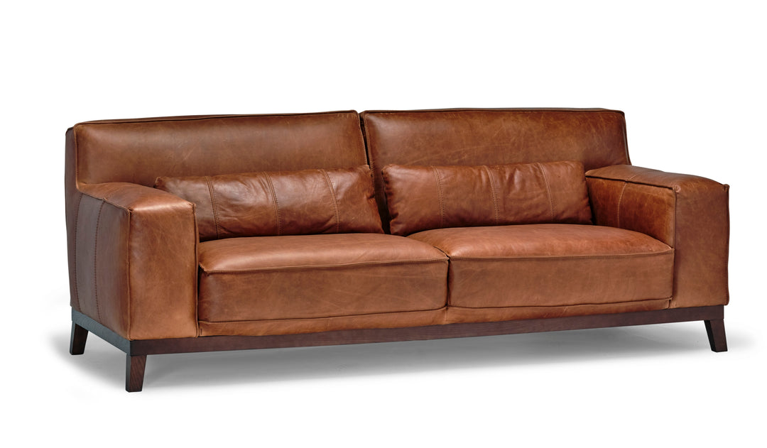 Sasha 85" Saddlebag Natural Leather Sofa