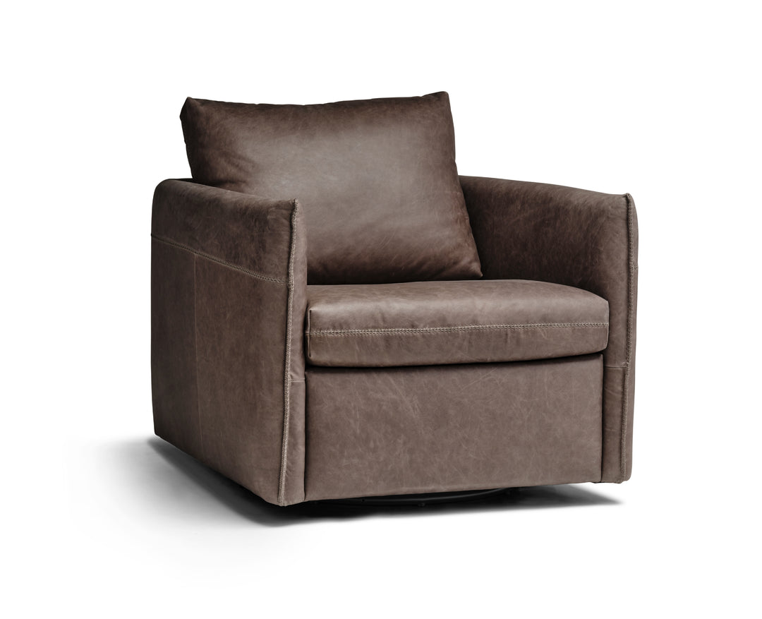 Amelia Saddlebag Natural Leather Swivel Accent Chair