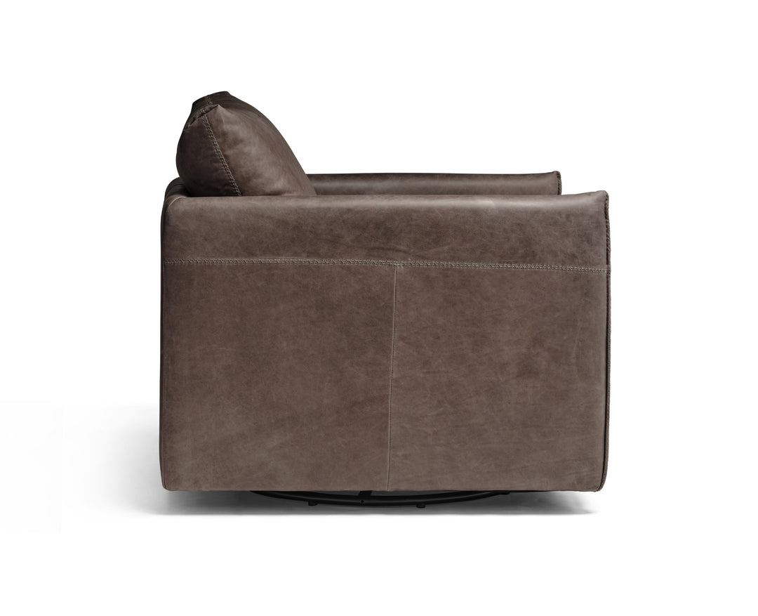 Amelia Saddlebag Natural Leather Swivel Accent Chair