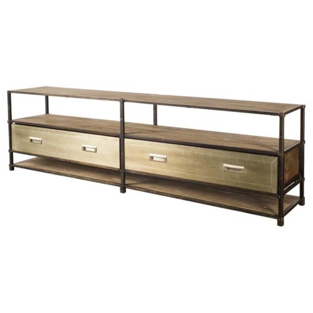 Farrow 72.5L x 14W x 20H Brass Wood and Metal TV Stand Media Console with Storage, TV up to 83"