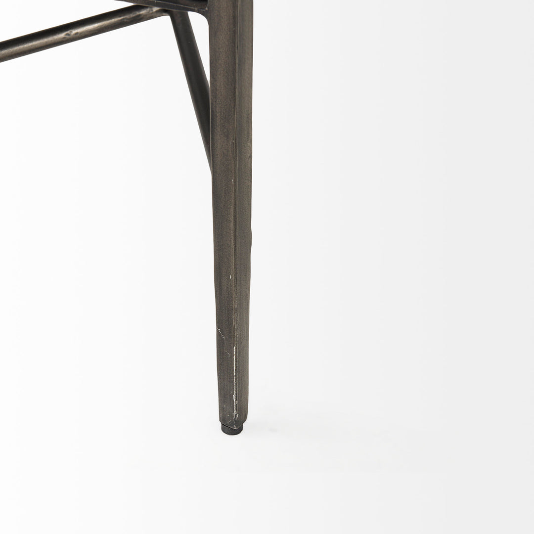 Charlotte  55.0L Gray Herringbone Fabric Seat w/ Antique Nickel Metal Frame Bench