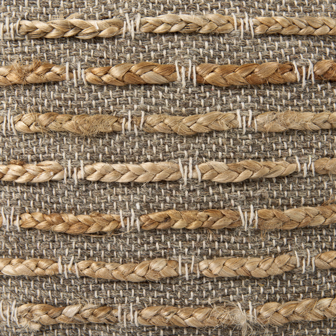 Binita  16.0L x 16.0W x 16.0H  Gray/Brown Hemp Wool and Cotton Pouf