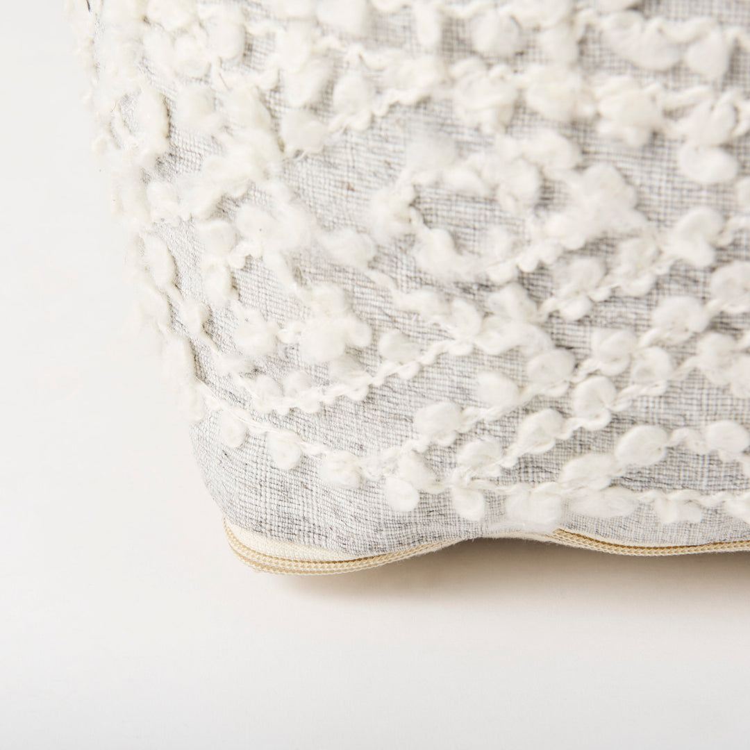 Farida 6.0L x 16.0W x 16.0H Light Gray Wool and Polyester Patterned Pouf