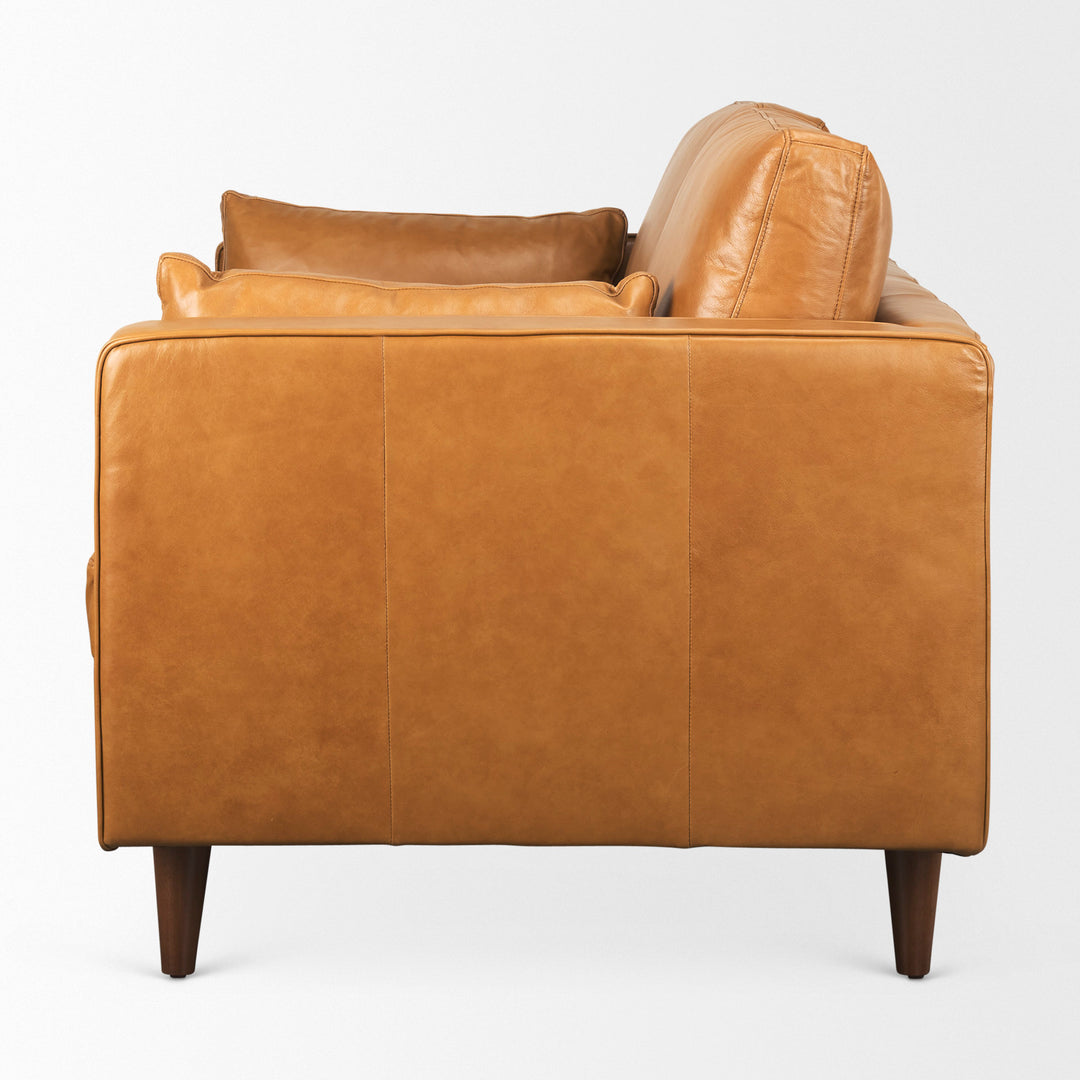 Elton 65.0L x 37.8W x 34.6H Tan Leather Love Seat Sofa