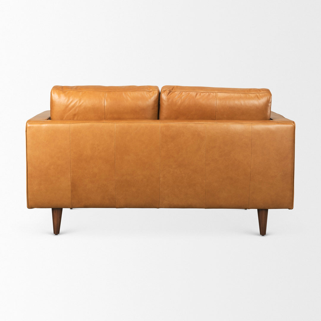 Elton 65.0L x 37.8W x 34.6H Tan Leather Love Seat Sofa