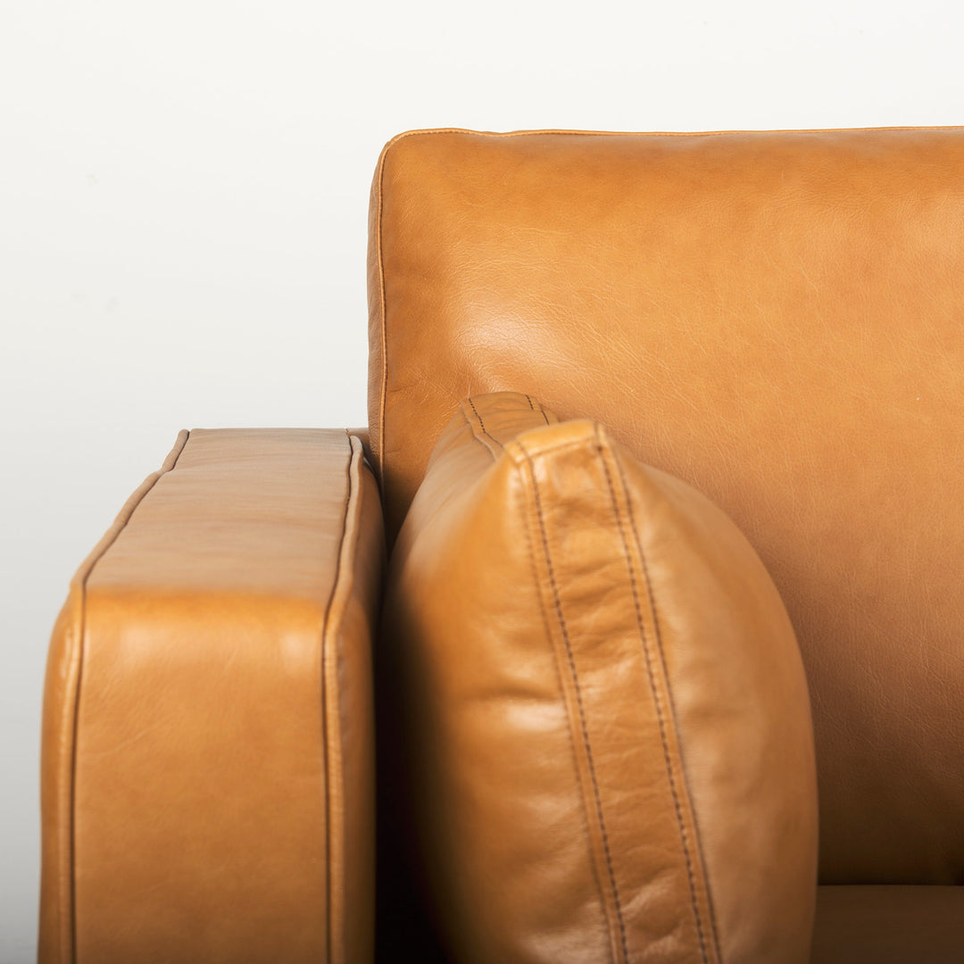Elton 65.0L x 37.8W x 34.6H Tan Leather Love Seat Sofa