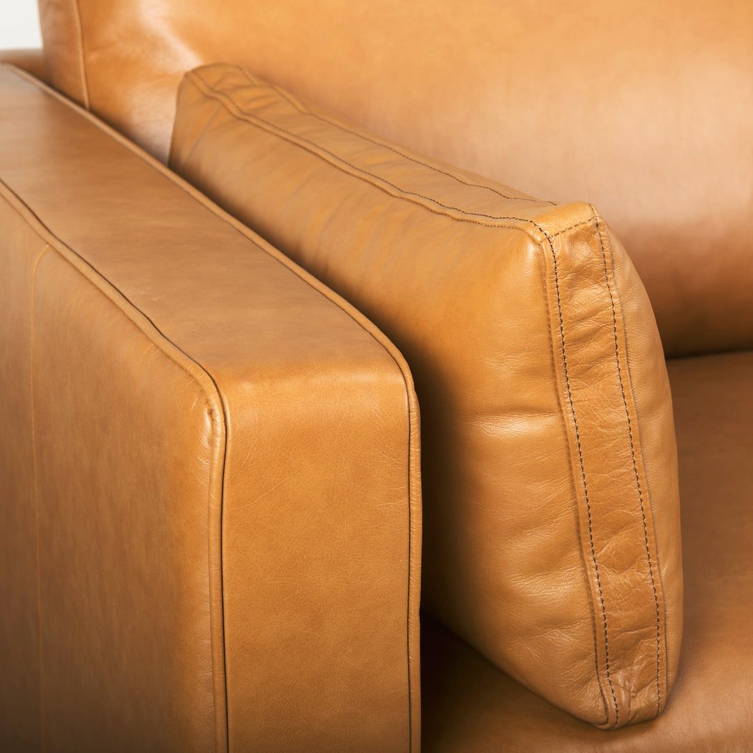 Elton 65.0L x 37.8W x 34.6H Tan Leather Love Seat Sofa