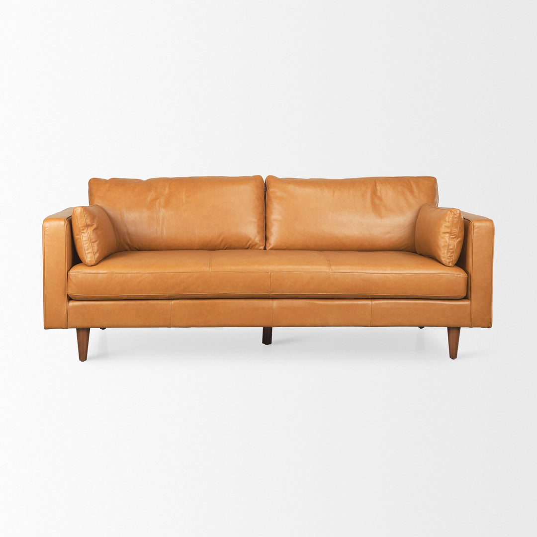 Elton  87.8L x 37.8W x 34.6H Tan Leather Sofa
